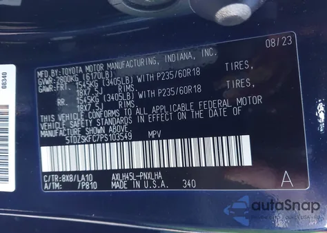 2023 Toyota Sienna Limited из США, поврежденный, VIN 5TDZSKFC7PS103549